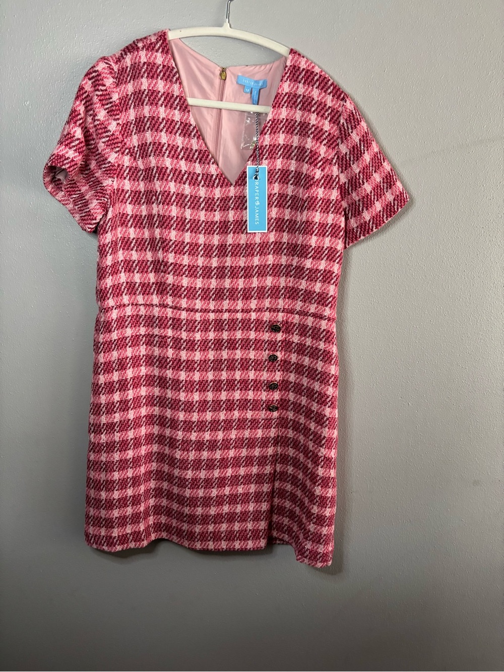 Draper James Pink Plaid Scarlet Dress 20-21” Ptp 35-36”  NWT